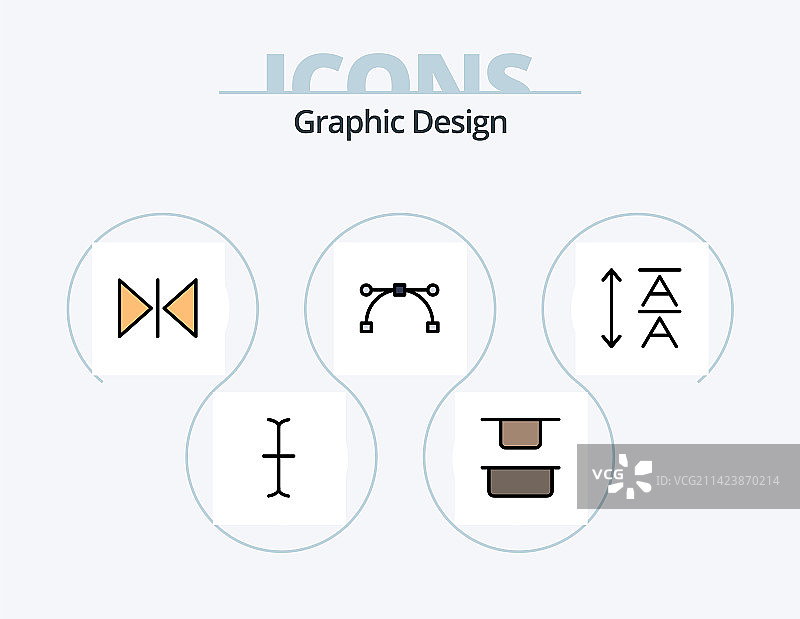 线条填充图标包5个手工设计图标图片素材