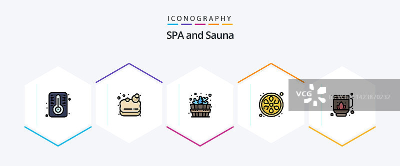 桑拿水疗图标（25个填充线条）图片素材