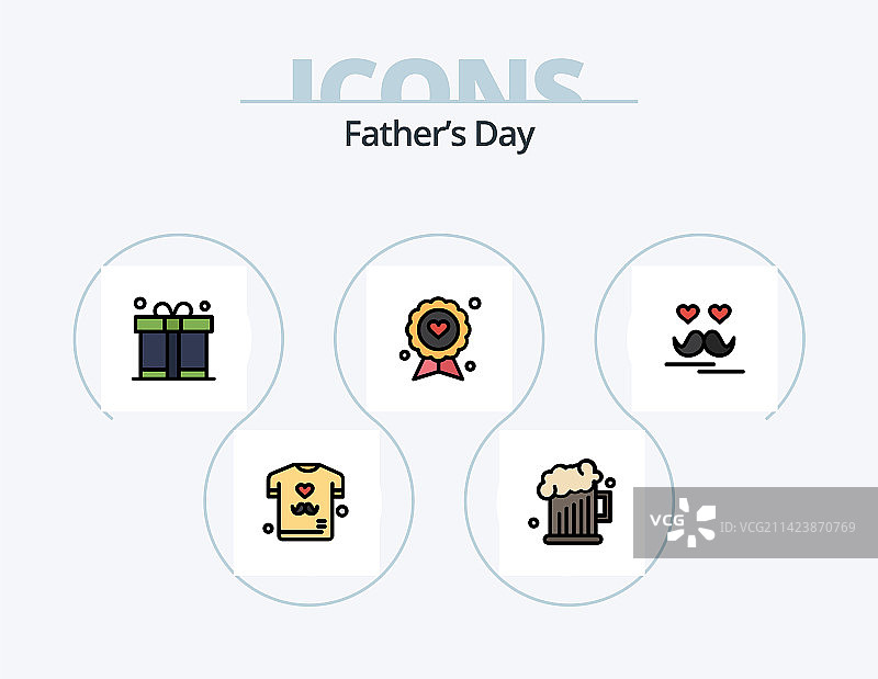 父亲节线性填充图标包5个图标设计图片素材