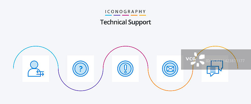 技术支持蓝色5图标包（含文字）图片素材