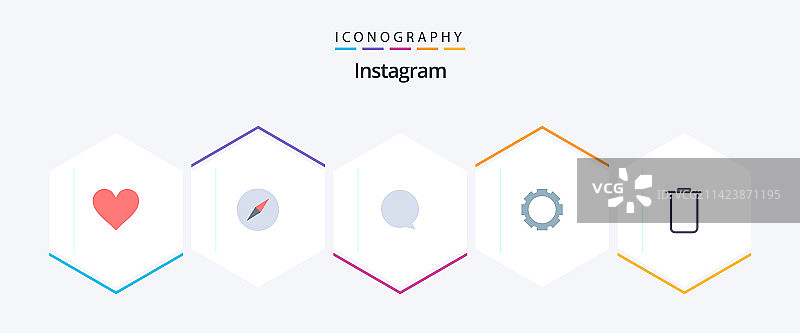25个扁平风格Instagram图标包，含垃圾箱等图片素材
