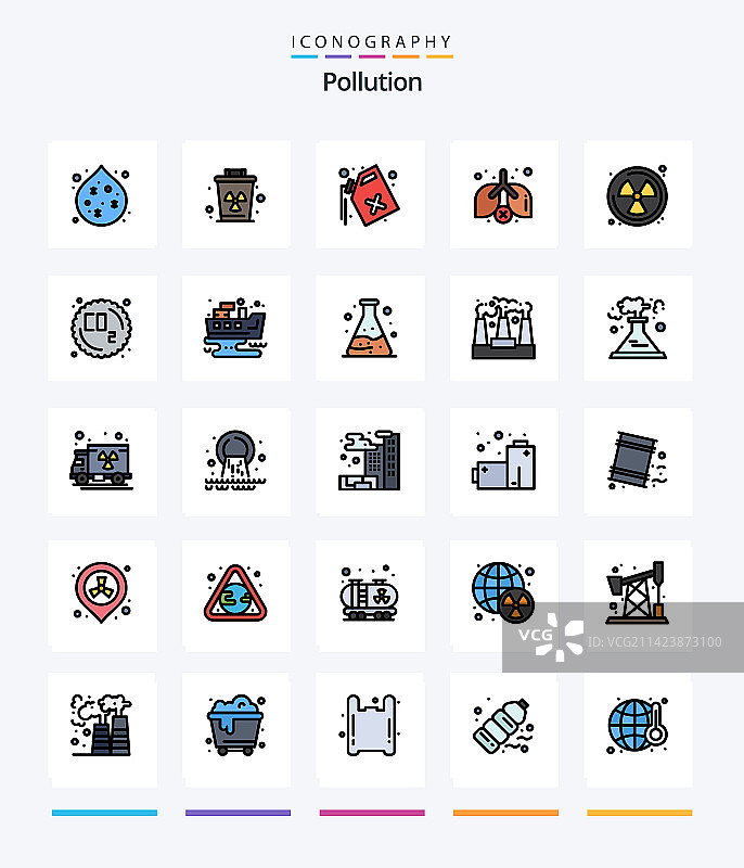创意污染25线条填充图标包图片素材