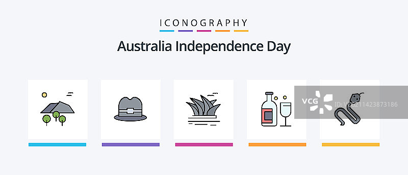 澳大利亚独立日线性填充图标图片素材