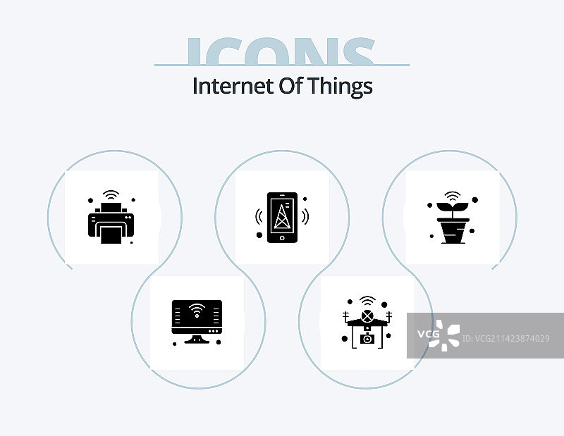 物联网字形图标包（5个图标设计）图片素材