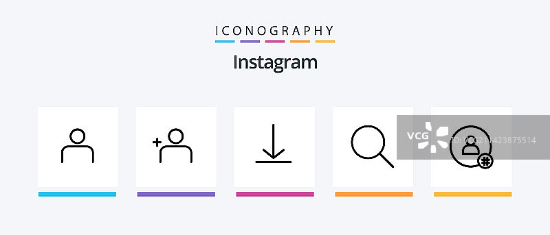 instagram线性上传图标包，共5个图片素材