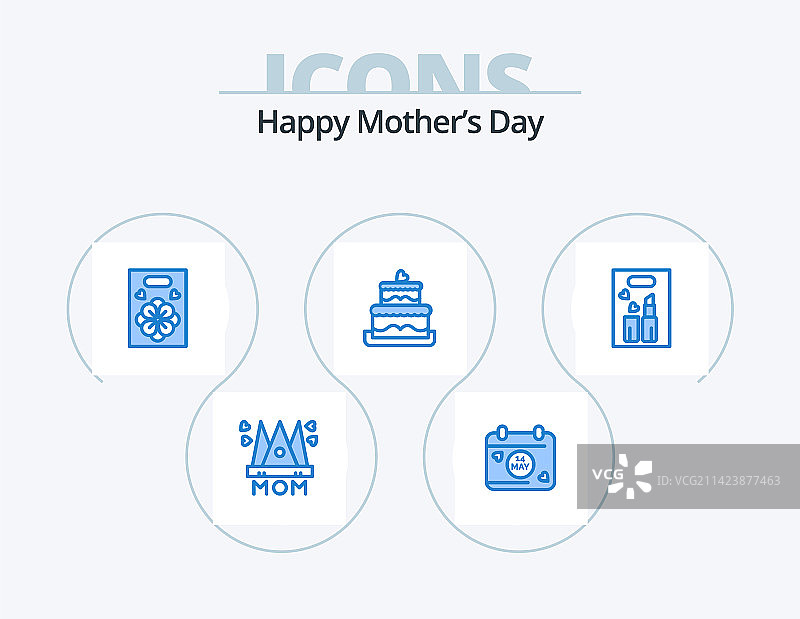 母亲节蓝色图标包，共5个图标设计图片素材