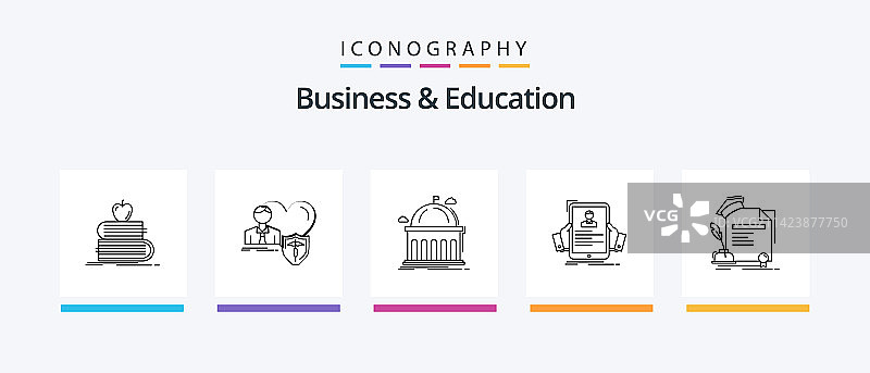 商业与教育线性图标包（共5个）图片素材