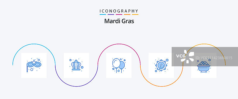 蓝色狂欢节5图标包，包含食物图片素材