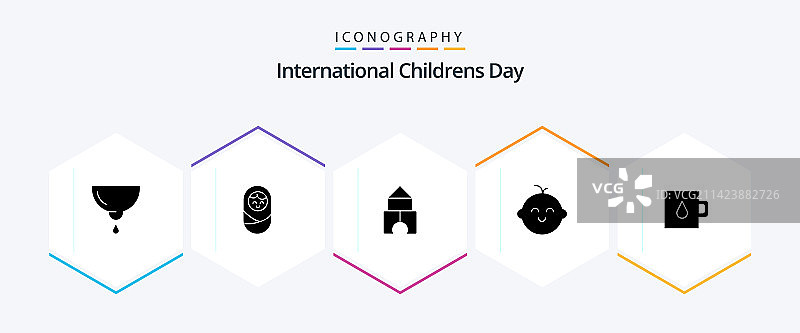 包含便盆的25个婴儿字形图标图片素材