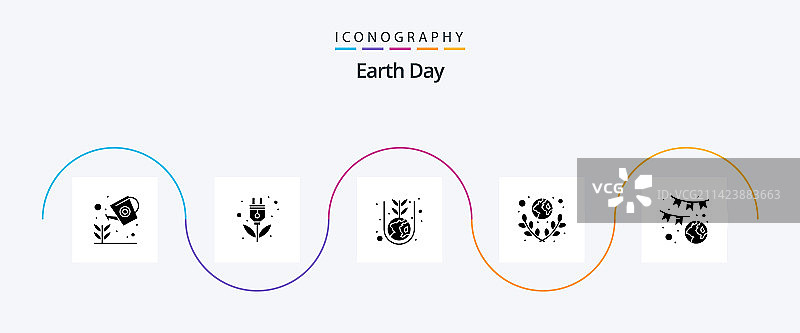 地球日字形5图标包，包括行星图片素材