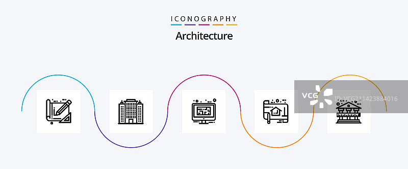 包含标尺的建筑线条图标包图片素材