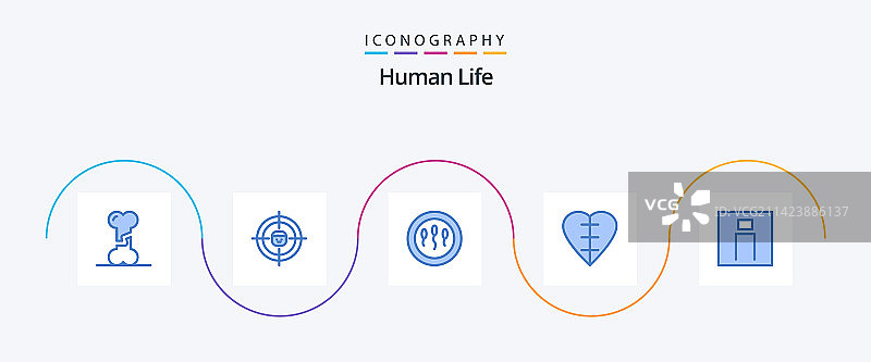 蓝色人体图标套装图片素材