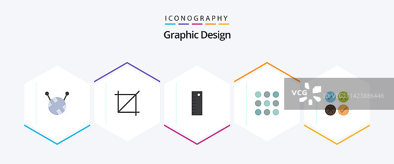 包含点状勾选的25个扁平图标设计包图片素材