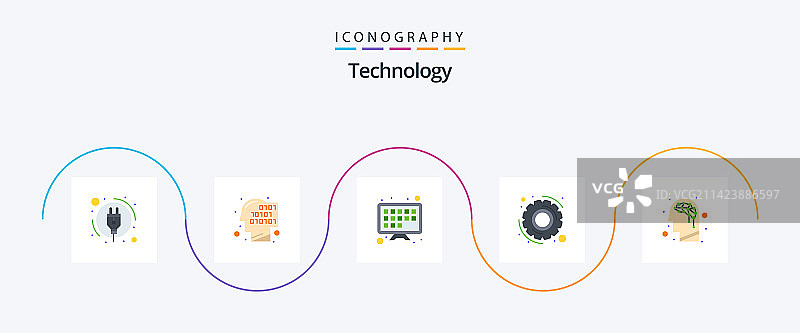 扁平风格科技图标5件套图片素材