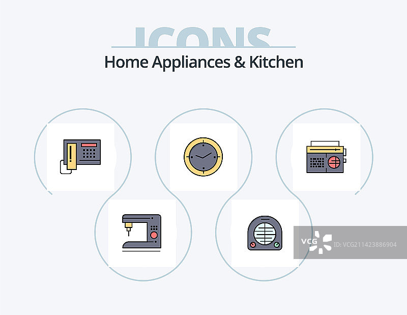 家用电器和厨房用品线性图标合集图片素材