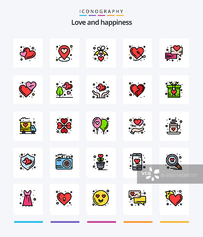 创意爱心25个线性填充图标包，例如...图片素材