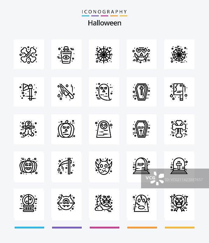 创意万圣节25轮廓图标包图片素材