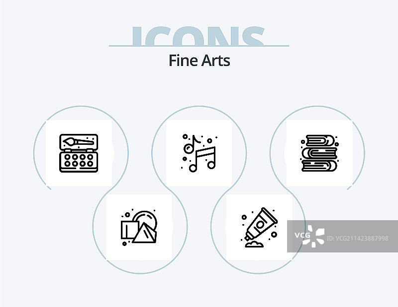 美术线性图标包5个图标设计图片素材