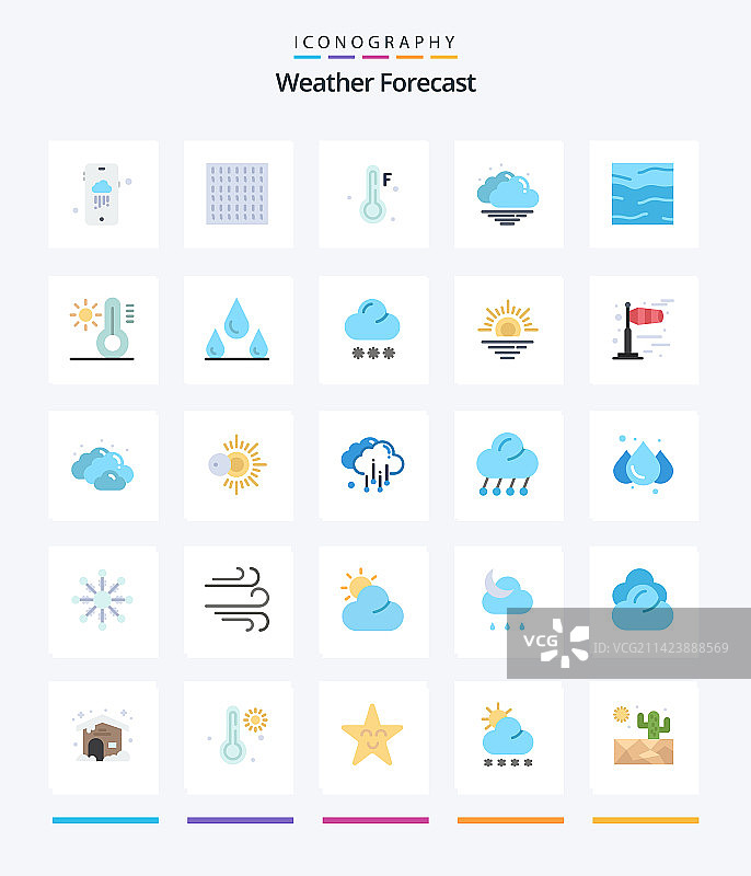 创意天气25个扁平图标包图片素材