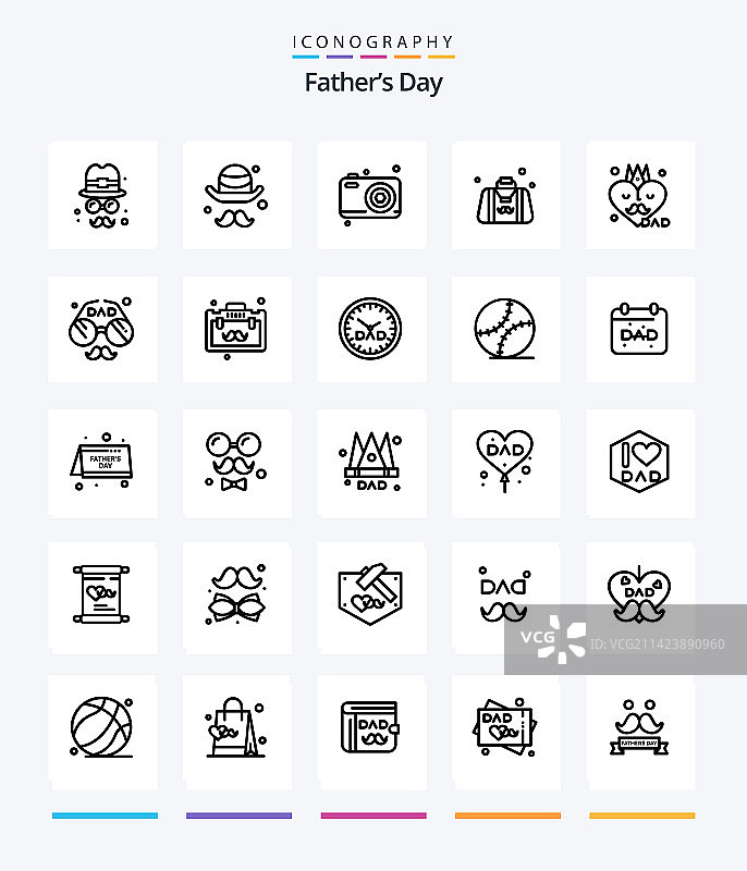 父亲节图标包（25个，轮廓）图片素材