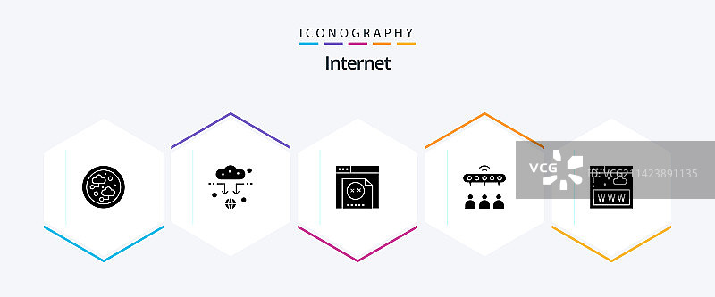 互联网25个字形图标包，含网站图片素材