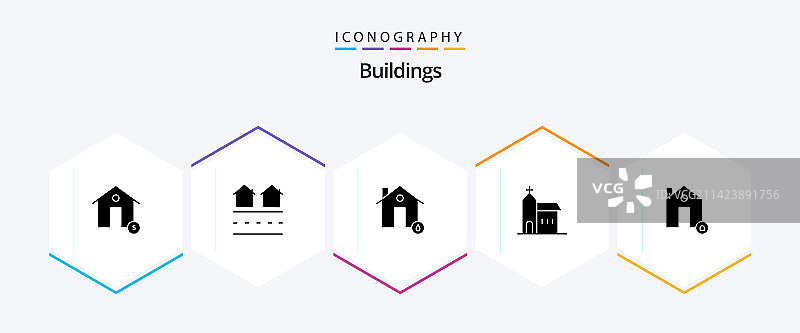 包含教堂的25个字形图标建筑包图片素材