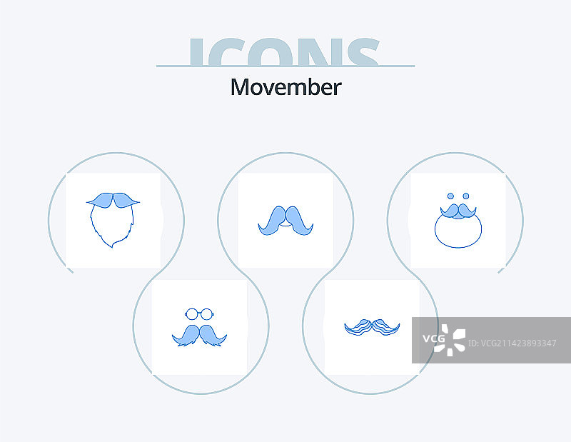 蓝色“Movember”主题图标包，男性设计图片素材