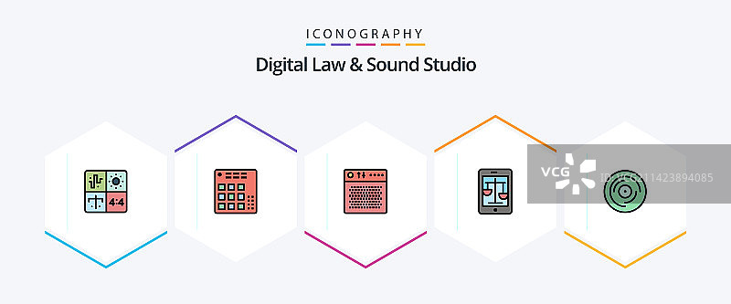 数字法律和声音工作室25填充线图标图片素材
