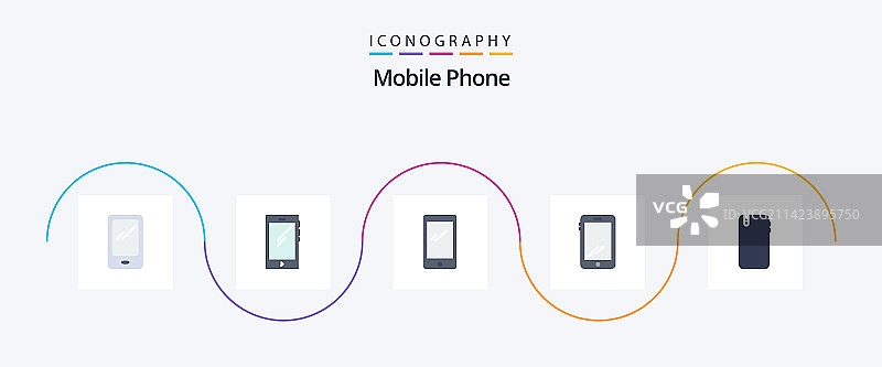 包含安卓系统的手机扁平风格图标图片素材