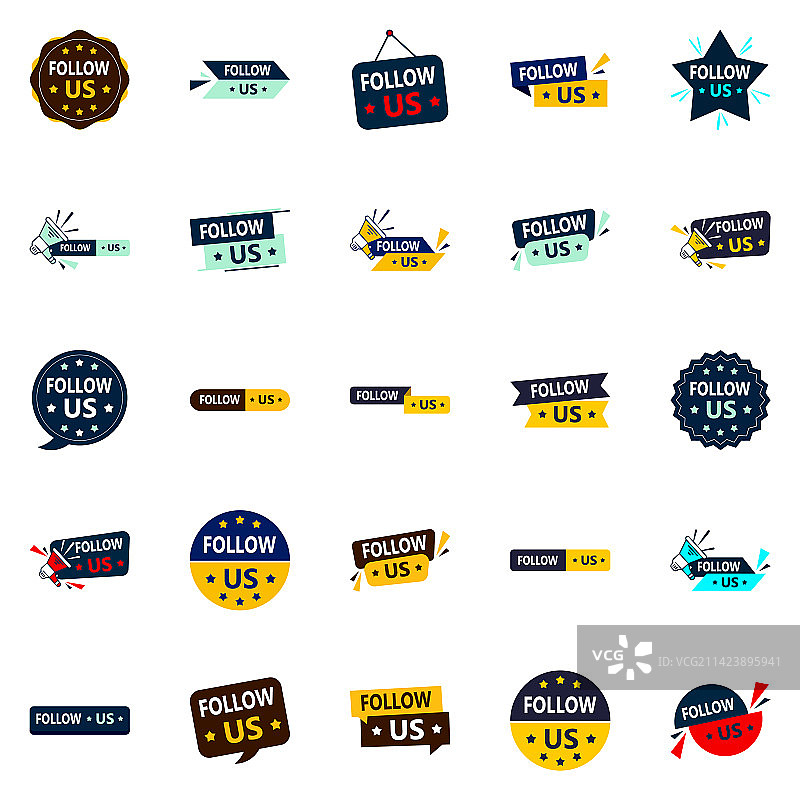 20个Twitter关注我们行动召唤按钮图片素材