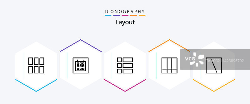 包含界面的25个线性图标布局包图片素材