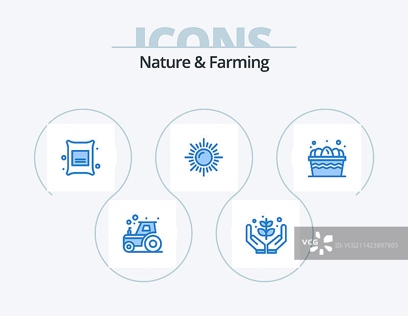 自然与农业蓝色图标包5个图标设计图片素材