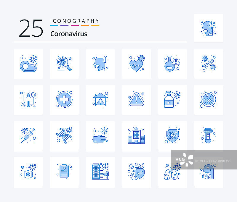 25个蓝色新冠病毒图标包（含实验室）图片素材