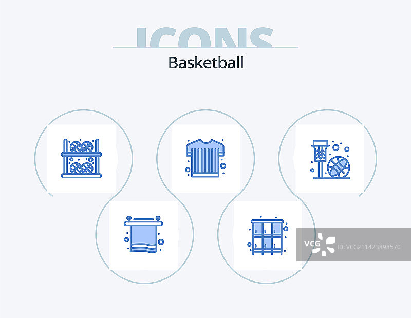 篮球蓝色图标包5个图标设计图片素材