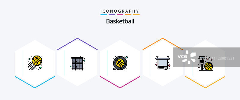 篮球填充轮廓图标包图片素材