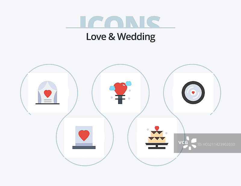 爱与婚礼扁平风图标包5个图标设计图片素材