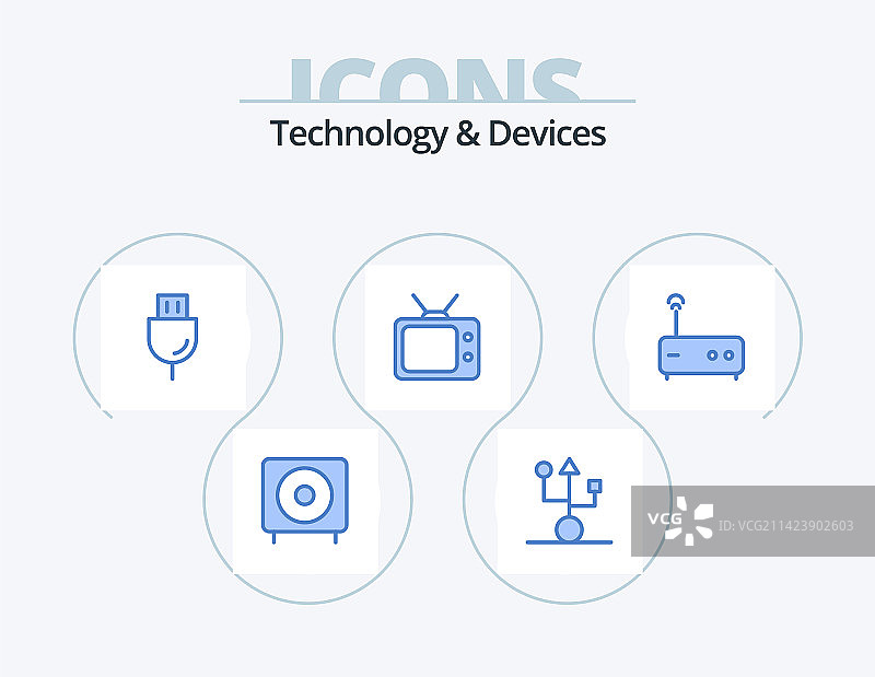蓝色设备图标包5个手表图标设计图片素材