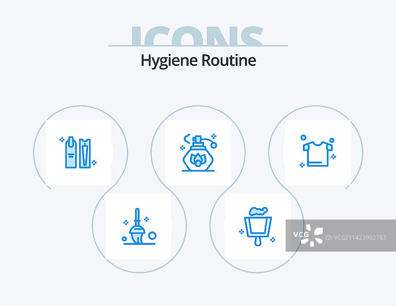 卫生习惯蓝色图标包5个图标设计图片素材