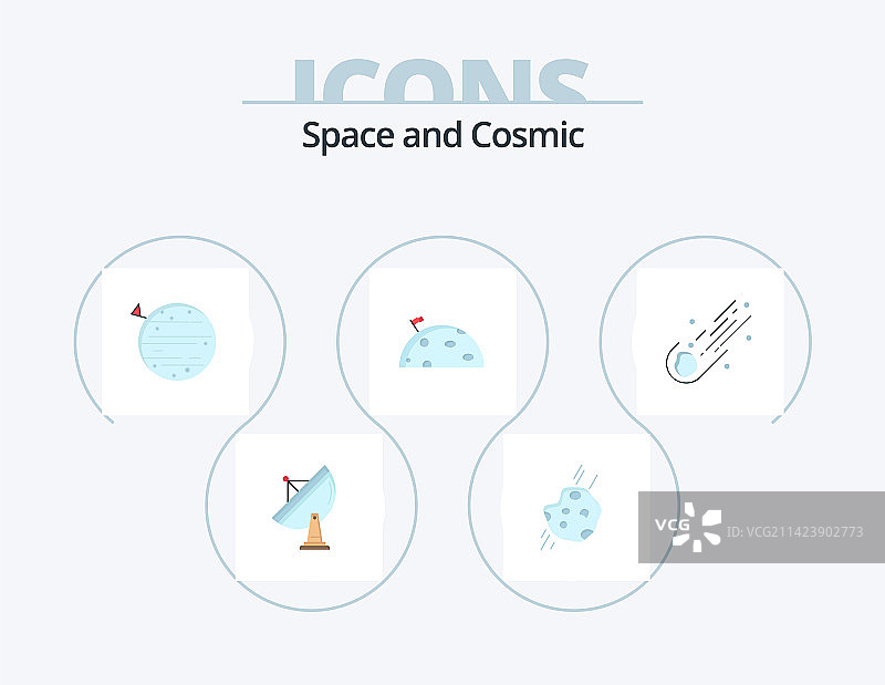 太空扁平图标包5图标设计：天文学，火星图片素材