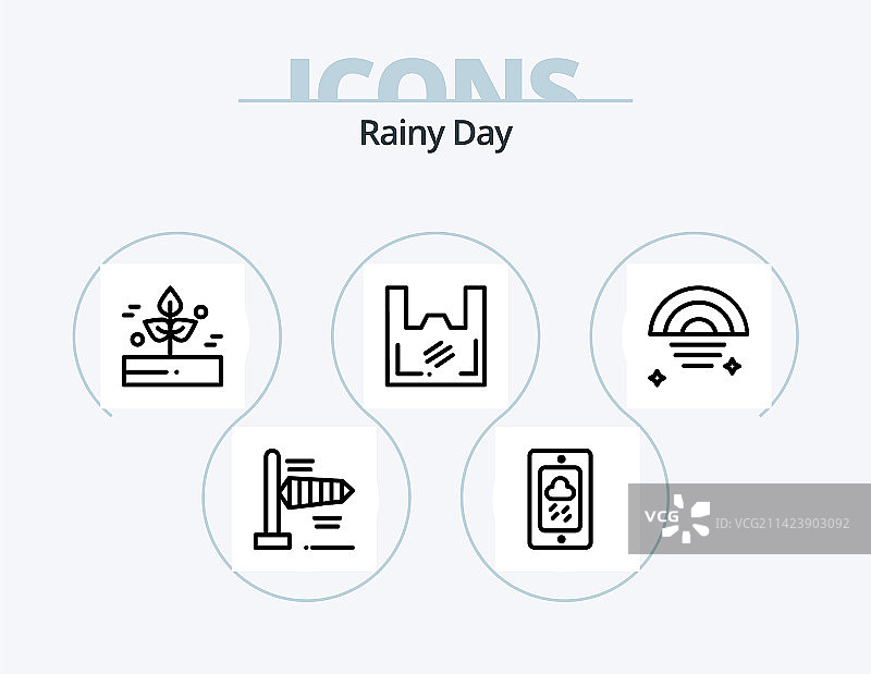 雨天线性图标包5款图标设计冬季天气图片素材