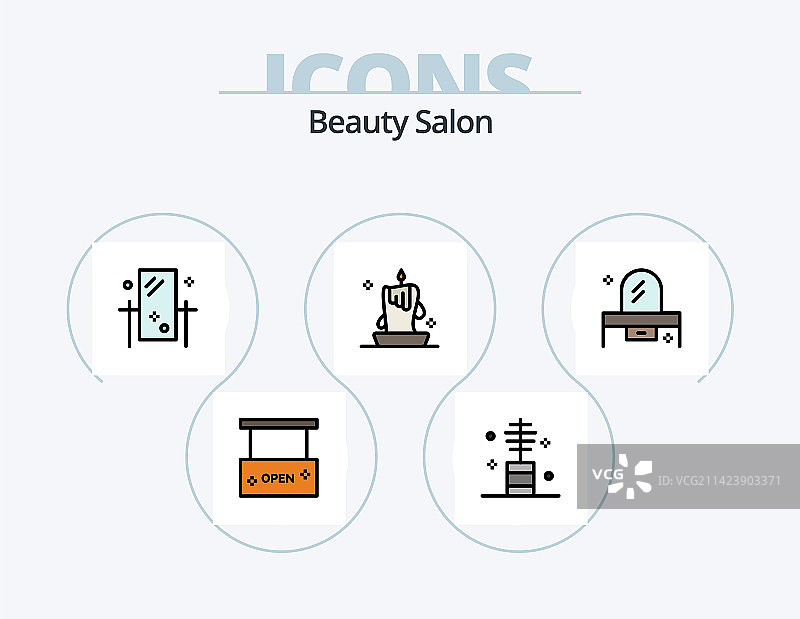 美容院线条填充图标设计图片素材