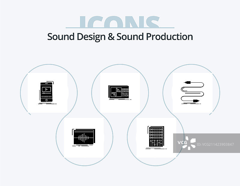 声音设计和声音制作的符号图标包图片素材