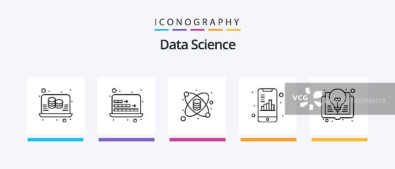 数据科学线性5图标包，包含文档元素图片素材