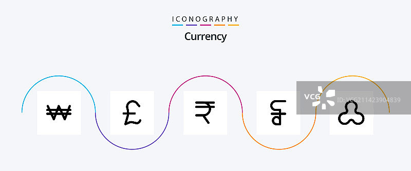 货币线性填充扁平5图标包图片素材