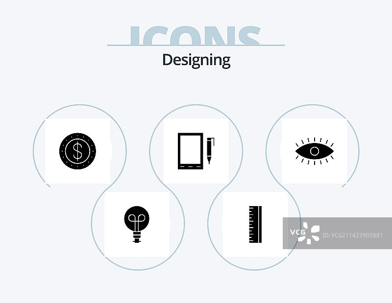 字形图标设计包，包含5个图标设计图片素材