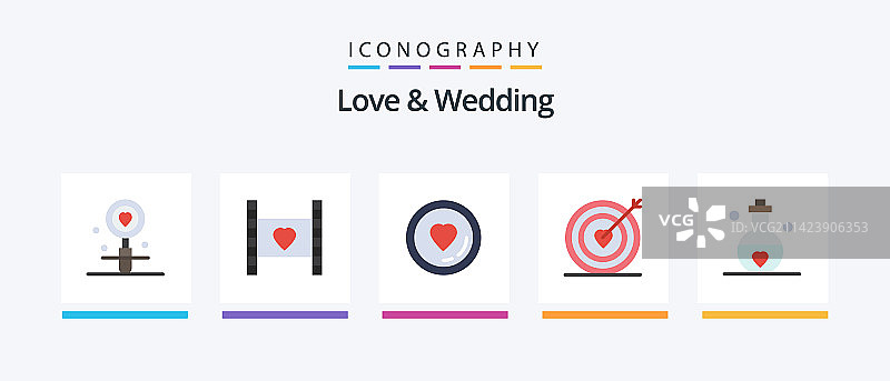 爱与婚礼扁平风图标套装图片素材