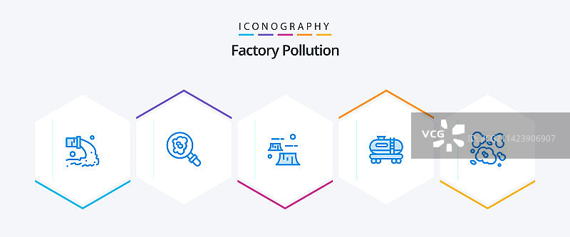 工厂污染蓝色图标包图片素材