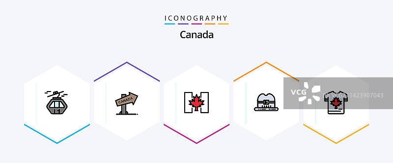包含秋季的加拿大25个填充线条图标包图片素材