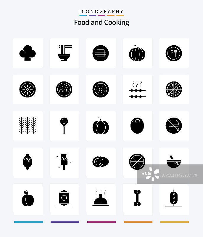 创意食物黑色字形图标包图片素材