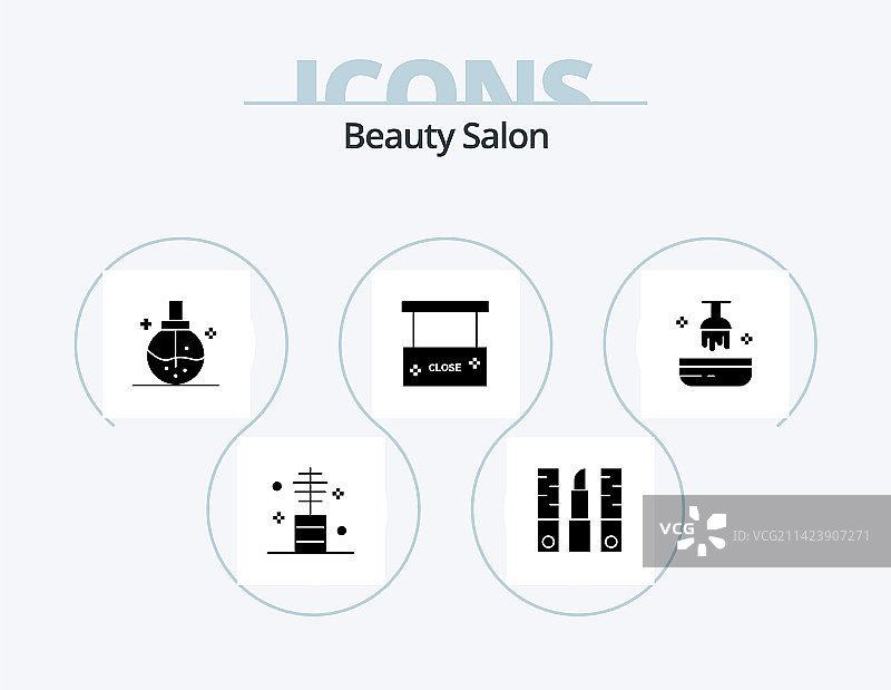 美容院Glyph图标包5个图标设计图片素材